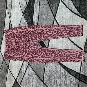 VICTORIA SECRET LEOPARD PRINT GOLD SHINE HIGH-WAISTED POCKETS ANKLE LEGGINGS